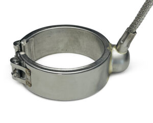 Dysevarmebånd, dysebånd, nozzle heater, Düsenband, rustfri stål, stainless steel, edelstahl
