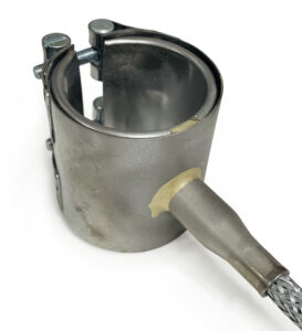 Dysevarmebånd, dysebånd nozzle heater, Düsenband, rustfri stål, stainless steel, edelstahl