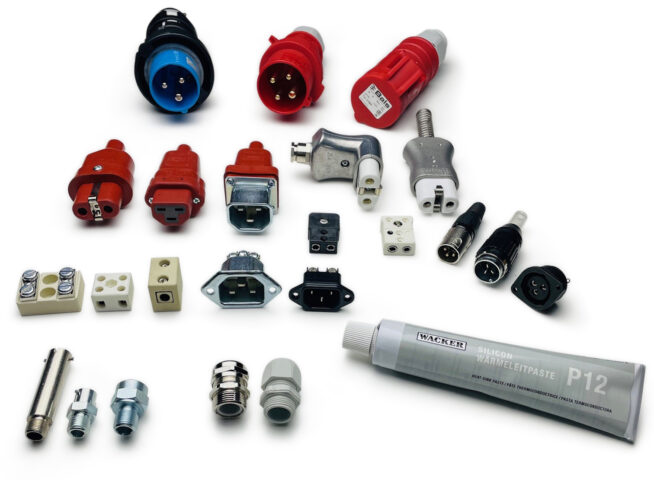 Tilbehør, accessories, heat paste, nickle leads, copper leads , bayonet caps, fittings, power connectors, varmepasta, strøm stik
